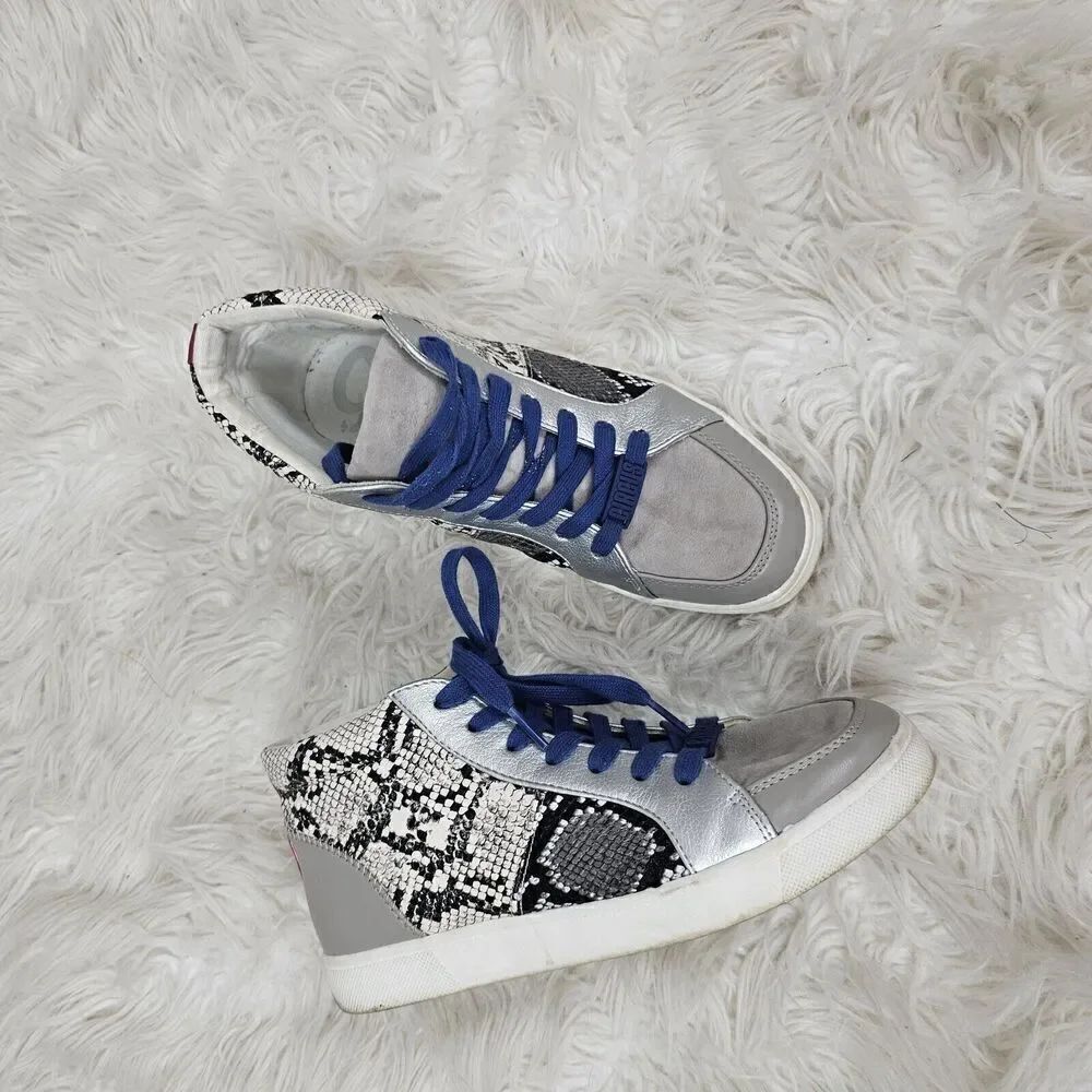 Circus Sam Edelman Women's High Top Sneakers Silver Snake Skin Size 7.5